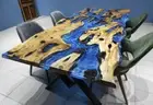 Live Edge Ocean Epoxy Resin River Table - Epoxy Resin Table - Dining Table Decor