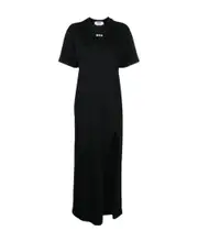MSGM Logo-Printed Side-Slit T-Shirt Dress XXS,S,XS,M Black