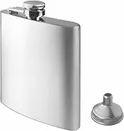 Yowamho Hip Flask for Liquor 8 Oz Stainless Steel with Metal Funnel, Easy Pour, Leakproof, Attached Screw-On Cap,304 Food Grade, Used for Storing Drinks and Liquor,Men and Women's Gift