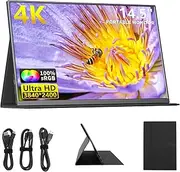 4K Portable Display, 14.5" 3840x2400 FHD Laptop Monitor, USB C HDMI Computer Display, HDR Eye Care External Screen with Cover, Gaming Display for PC/PS4/PS/XBOX/Switch