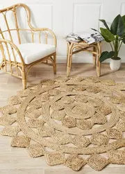 Rug Culture Natural Hand Braided Jute Scandi Flatwoven Round Rug
