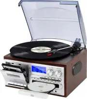 Record Player 9 In 1 3 Speed Bluetooth Vintage Turntable CD Cassette Vinyl AM/FM