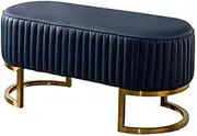 Leather Footstool Shoe Changing Bench Simple Modern Bedroom Bed End Stool Fashion Creative Round Corner Stool Light Luxury Fitting Room Stool(Blue,80x45x45cm)