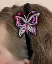 Sequin Butterfly Headband Girls Dress Up Hair Accessory Satin Colors 1/2" Band
