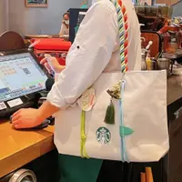 在飛比找蝦皮購物優惠-STARBUCKS 熱銷星巴克冰餃帆布包大容量單肩包