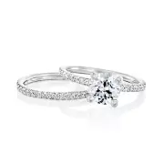 1.23 CT Jewelry Round Cut Diamond Engagement Ring Set 14K White Gold G/SI1-SI2