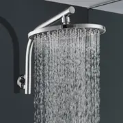 ACA Chrome WELS Bath 10'' Round Plastic Shower Head Rose Gooseneck Wall Arm Set