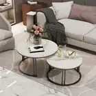 2pcs Upgrade Sintered Stone Round Nested Coffee Tables Space-saving Easy Install