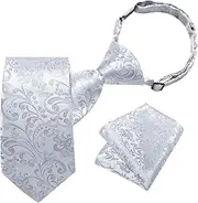 [DiBanGu] Mens Sequin Skinny Tie and Pocket Square Set,Shiny Solid Satin Slim Necktie for Party Wedding