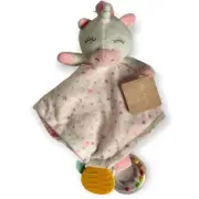 Modern Baby Plush UNICORN Security Blanket Teether Lovey Rattle Stars New