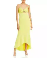 Aidan by Aidan Mattox L77714 Womens Sun Yellow Tie Front Midi Dress Size 4