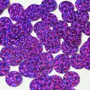 Sequins 15mm Top Hole Amethyst Purple Hologram Glitter Sparkle. Made in USA