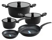 8pcs Marble Stone Non-Stick Cookware Set, Frypan, Saucepan, Casserole, Ceramic