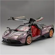 Die-cast 1:32 for Pagani Huayra BC Sports Car Models Alloy Diecast Sound Light 2 Doors Opened Pull Back Supercar Mini Vehicles Miniature Vehicle(Purple)