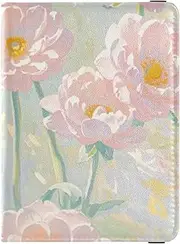 [Amooorous] Summer Pink Oil Painting Flowers Leather decorative passport holder for travel family Travel Documents Organizer Protector Cute Passport Book Waterproof, Summer pink oil painting flowers, 1 size
