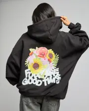 [Dr Denim] Dr Denim Women's Siri Hoodie in Black Flower Times Size XL XL Black Flower Times