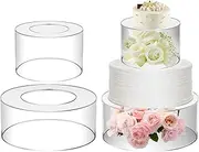 2Pcs Acrylic Cake Stand Fillable Cake Risers Clear Cake Tier Stackable Centerpiece Cake Display Boxes Decorative Cake Display Stand for Wedding Birthday Party