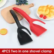 4Pcs Egg Flipper Spatula 2 in 1 Grip and Flip Spatula Clamp 12 Inch Nylon qicFv