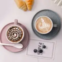 在飛比找蝦皮購物優惠-現貨咖啡杯碟套裝陶瓷高級感精緻小眾設計家用簡約美式拉花杯中古