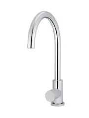 Meir Round Gooseneck Kitchen Mixer Tap with Pinless Handle - Polished Chrome