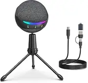 ZealSound Microphone for iPhone,USB mic for PC gaming,Phone,Touch Mute,Active Noise Cancel microphones with Echo/RGB/Volume Gain,Real Time Monitor,Podcast,ASMR Gaming Zoom YouTube Discord Twitch Video