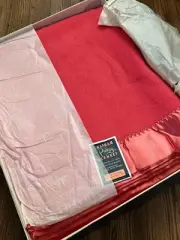 NOS Vintage Chatham Purrey Blanket Rayon Wool Satin Trim Single Double 72x90”