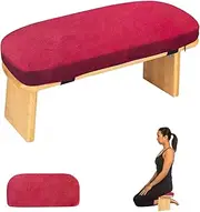 Meditation Bench with Cushion Foldable Ergonomic Bamboo Kneeling Stool Seiza Bench Wooden Meditation Stool Chair Zen Lotus Yoga Stool Floor Sitting Prayer Bench Removable Pillow-Red