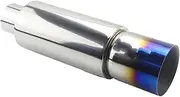 Exhaust reducer Car Motorbike Universal Stainless Steel Exhaust Systems Muffler Tip ID 51MM 57MM 63MM Outlet 90mm Styling Silencer Tail Pipe Exhaust Tailpipe(BLUE 51MM)