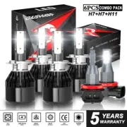 For Smart Forfour 2005-2007 White LED Headlight Hi-Lo Beam Fog Light Bulbs Combo (for: Smart)