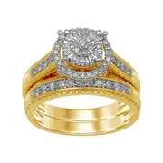 Solitaire Look Halo Ring with 1/2ct of Diamonds in 9kt Yellow Gold