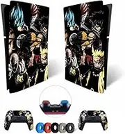 MaD Vision® Extra Durable Vinyl Skin Set for PS5 Digital Slim + 5 Pairs Aiming Rings | Scratch Resistant Sticker Set for PlayStation 5 + 2 Controllers - Anime Design