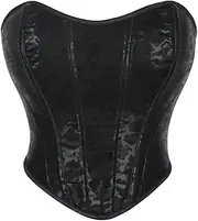 [OFFSUM] Women's Sexy Corset - Fashion Black Pu Leather Crop Top Vest Lace Up Adjustable Solid Color Bustier Sleeveless Backless Lingerie Shapewear