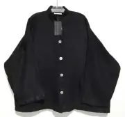 NWT Bryn Walker BLACK Linen Oversize Mandarin Collar Jacket w/Pocket L