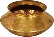 Jewellary hub Traditional Indian Handmade Brass Chicken Biryani Handi | Pulao Handi | Rice Handiya | Deghchi For Cooking Vessel (Handi 5 Liter)