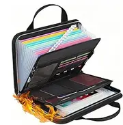 Expanding File Folder - File Organiser Folder | Expanding Files Organiser | Important Document Storage Bag | Multi Pockets Fire Safe Bags with Handle & Labels for Letter A4 Paper