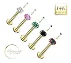 14K REAL Gold 16GA LABRET, Nose Stud, Diamond ,Moissanite VVS1DEF Colorless