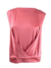 DKNY Women's Overlap Cap-Sleeve Top (XL, Winter Rose)