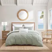[Tommy Bahama] Duvet Cover Set, Super Soft Premium Bedding with Matching Shams, Button Closure, Inner Corner Ties for Secure Fit (Harbor Palm Green, Full/Queen)