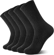 [Eocom] Merino Wool Hiking Socks for Women & Men Thermal Winter Warm Thick Cushion Crew Work Boot Socks 5 Pairs