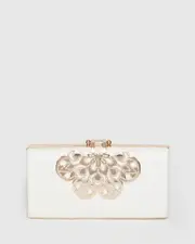 White Quinn Clip Evening Clutch Bag