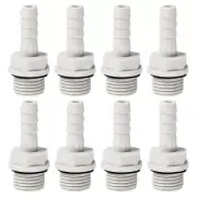 Hose Barb Fitting 7mm Barbed G1/4 Male Thread, 8 Pack Pipe Connector, Grey