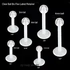 1PC. 16G Bio Flex Clear Ball Labret Monroe Tragus Retainer