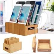 Bamboo Charging Dock Station Multiple Device Desktop Charging Organizer