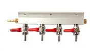 4 Way Compressed Gas Manifold 1/4 in Barbed Line Splitter Multi Keg Set Up