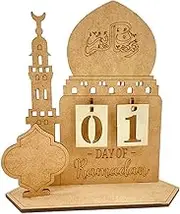 Ramadan Advent Calendar 2025, Creative Eid Mubarak Calendar Wooden, Eid Mubarak DIY Countdown Calendar, Eid Al Fitr Advent Calendar, for Arabic Muslim Islamic Holiday Table Home Decor (A)