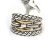 DAVID YURMAN New Ladies 15mm Wellesley Ring Two Tone Silver Gold Size 6.5