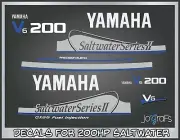 Yamaha Saltwater II Precision Blend 200hp V6 Outboard Engine Decals Kit-Stickers