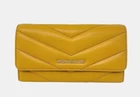 New Michael Kors Jet Set Travel Large Trifold Wallet Leather Quilted Golden Rod
