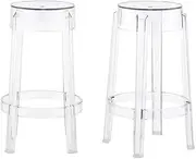 Set of 2 Matt Blatt Ghost Barstools Replica (Clear, 66cm) - MBPGHT2STCA
