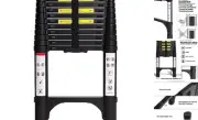 12.5 FT Aluminum Telescoping Ladder, Lightweight Multi-Purpose Collapsible